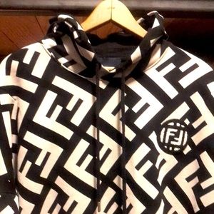 Fendi cotton jersey hoodie, made in Italy, authentic.